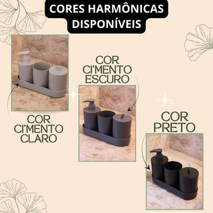 Imagem de kit Banheiro Lavabo 4 Peças Bambu Sustentável Ecológico Sabonete Liquido