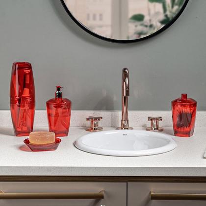 Imagem de Kit Banheiro Lavabo Conjunto Porta Escova Com Tampa E Saboneteira