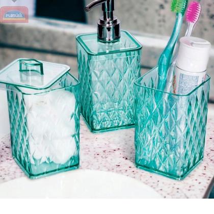 Imagem de Kit Banheiro Lavabo Glamour 4 peças Plasútil Organizador de Utensílios de Banheiro e Lavabo Luxo