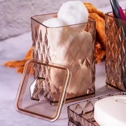 Imagem de Kit Banheiro Lavabo Glamour 4 peças Plasútil Organizador de Utensílios de Banheiro e Lavabo Luxo