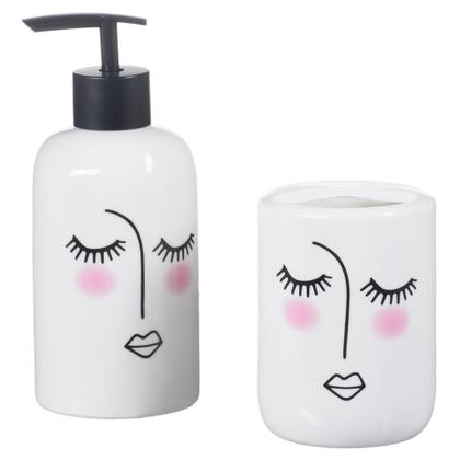 Imagem de Kit Banheiro Lavabo Porta Sabonete Líquido Escova Dispenser