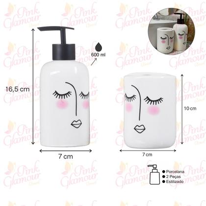 Imagem de Kit Banheiro Lavabo Porta Sabonete Líquido Escova Dispenser