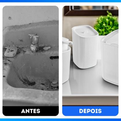 Imagem de Kit Banheiro Luxo Conjunto Completo 3pçs Com Lixeira Porta Algodão E Dispenser