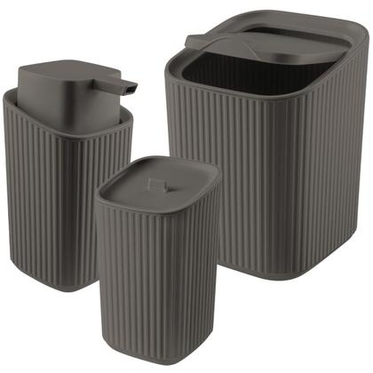 Imagem de Kit Banheiro Luxo Conjunto Completo 3pçs Com Lixeira Porta Algodão E Dispenser