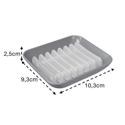 Imagem de Kit Banheiro Porta Escova Cotonete Dispenser Saboneteira New Square Cinza - Coza