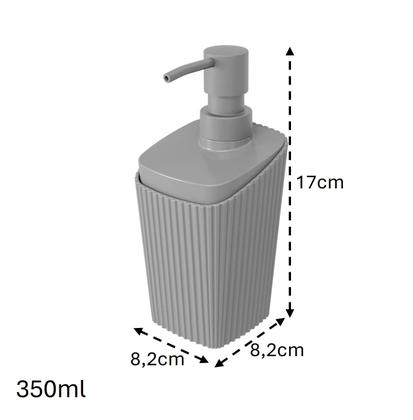 Imagem de Kit Banheiro Porta Escova Cotonete Dispenser Saboneteira New Square Cinza - Coza