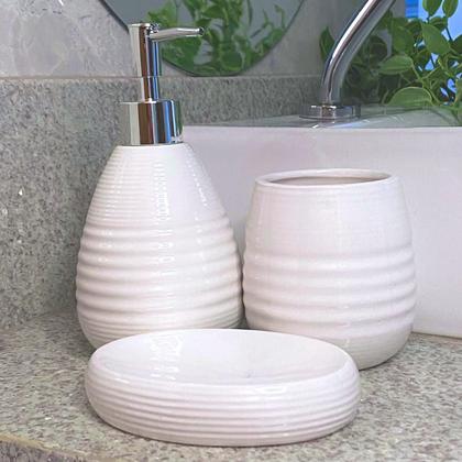Imagem de Kit Banheiro Porta Sabonete Líquido Lavabo Escova / 914
