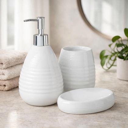 Imagem de Kit Banheiro Porta Sabonete Líquido Lavabo Escova / 914