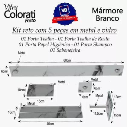 Imagem de Kit  Banheiro Retangular Vidro Colorati 5 Pçs Incolor