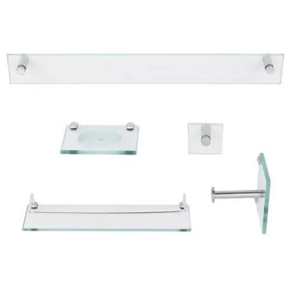 Imagem de Kit  Banheiro Retangular Vidro Colorati 5 Pçs Incolor