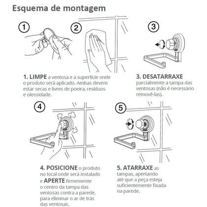 Imagem de Kit Banheiro Toalheiro Duplo Porta Toalha Argola Suporte Papel Higiênico Aço Inox Ventosa - Future