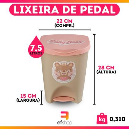 Imagem de Kit Banho Bebê Banheira Saboneteira Lixeiras E Cesto Roupas