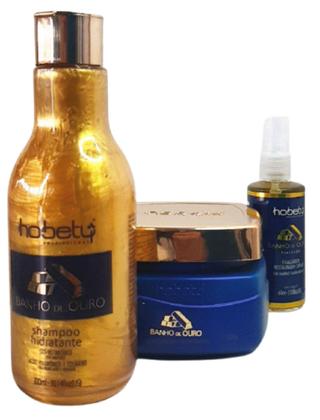 Imagem de Kit Banho De Ouro Hobety Shampo 300 ml + másc 300 gr + finalizador 60ml