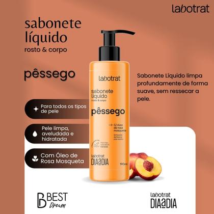 Imagem de Kit Banho Premium Labotrat Pêssego Completo 4 Produtos C/ Sais Corpo E Rosto Cheiro De Fruta