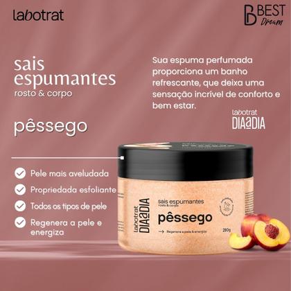 Imagem de Kit Banho Premium Labotrat Pêssego Completo 4 Produtos C/ Sais Corpo E Rosto Cheiro De Fruta