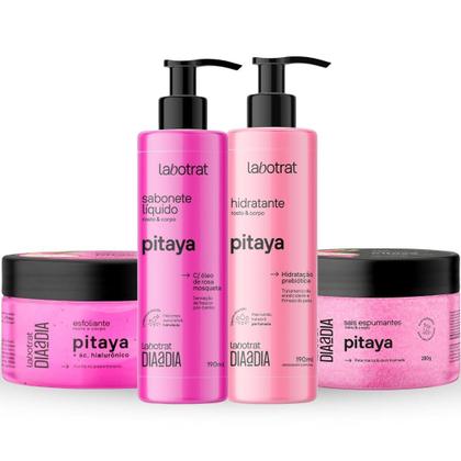 Imagem de Kit Banho Premium Labotrat Pitaya Completo 4 Produtos C/ Sais Cheiro De Fruta Corpo E Rosto