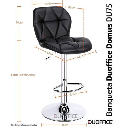 Imagem de Kit Banqueta Alta Giratória Bancada Bistrô Estofada Duoffice Domus