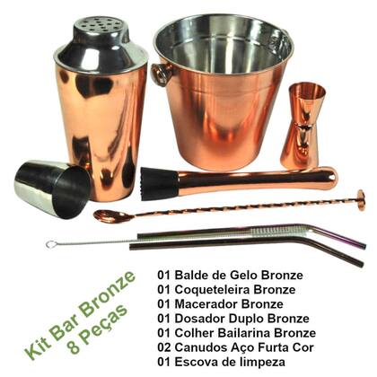 Imagem de Kit Bar Barman Bronze 8 Peças Bartender