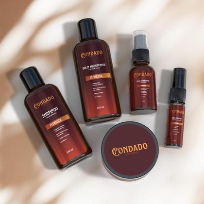 Imagem de Kit Barba Cabelo Bigode Floresta Condado Amadeirado 5 itens Shampoo Balm Hidratante Óleo Modelador Colônia Presente