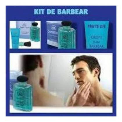 Imagem de Kit Barbear Masculino Nawts Life Creme 60g Loção PósBarba 65ml Pincel