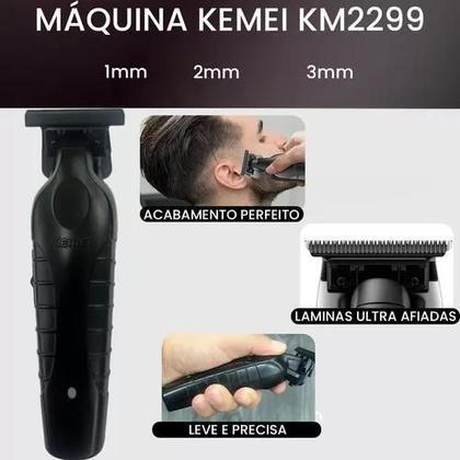 Imagem de Kit Barbearia Completo Com Maquinas Tesouras E Suporte Mdf