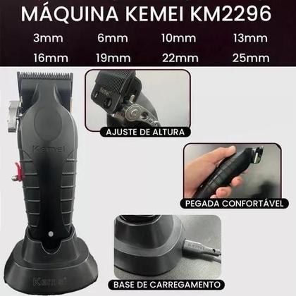 Imagem de Kit Barbearia Completo Com Maquinas Tesouras E Suporte Mdf