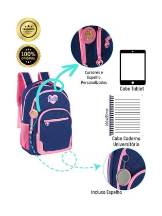Imagem de Kit Barbie Mochila Com Coração E Lancheira Térmica - Azul