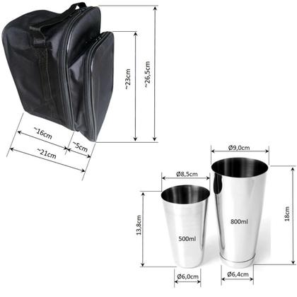 Imagem de Kit Barman Bolsa Colher Bailarina Coq. Profissional 15Pç W2