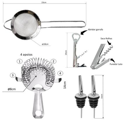 Imagem de Kit Barman Bolsa Colher Bailarina Coq. Profissional 15Pç W2