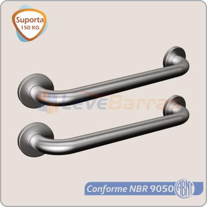 Imagem de Kit Barra de Apoio para Lavatório de Canto Inox Escovado