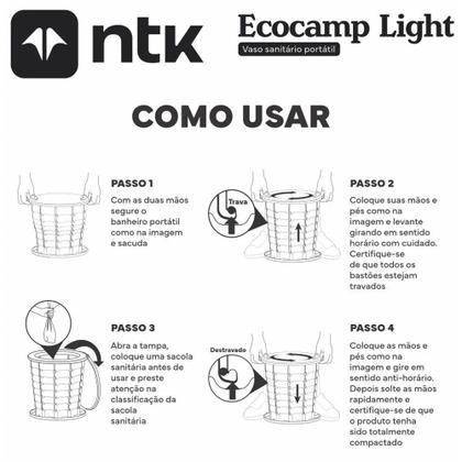 Imagem de Kit Barraca 2 Pessoas / Coluna D Agua 600mm Koala + Vaso Sanitario Compacto Ecocamp Light 15 L  Nautika 