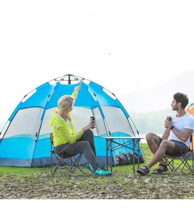 Imagem de Kit barraca camping 5-8 pessoas + colchão casal inflável