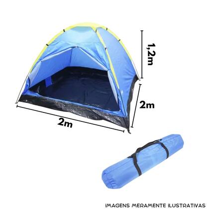 Imagem de Kit Barraca Camping Iglu 4 Pessoas Colchão de Casal Inflável c/ Inflador Fole