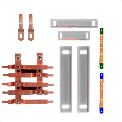 Imagem de Kit Barramento Bifásico 80A para 10 Circuitos com Placa de Policarbonato