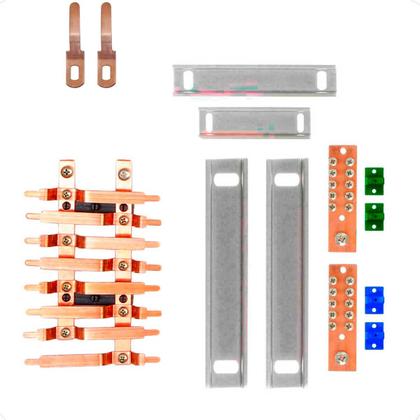 Imagem de Kit Barramento Bifásico 80A para 16 Circuitos com Placa de Policarbonato