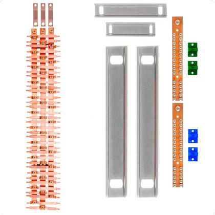 Imagem de Kit Barramento Trifásico 225A para 70 Circuitos com Placa de Policarbonato