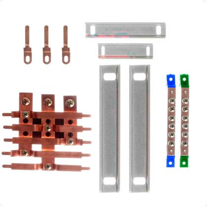 Imagem de Kit Barramento Trifásico 80A para 10 Circuitos com Placa de Policarbonato