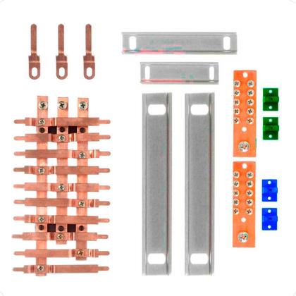 Imagem de Kit Barramento Trifásico 80A para 20 Circuitos com Placa de Policarbonato