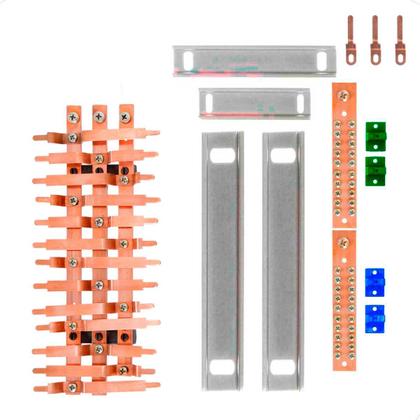 Imagem de Kit Barramento Trifásico 80A para 26 Circuitos com Placa de Policarbonato