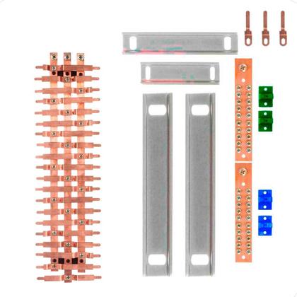 Imagem de Kit Barramento Trifásico 80A para 40 Circuitos com Placa de Policarbonato
