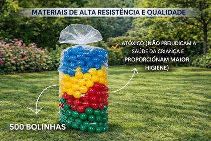 Imagem de Kit Barraquinha Piscina de Bolinhas Quadrada 1,00m Premium + 500 Unidades Bolinhas Coloridas