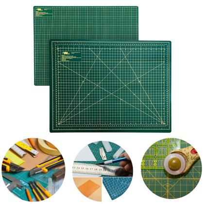 Imagem de Kit Base de Corte 60x45 Cartonagem Gabaritos Alicate Fura Prega Ilhós Jogo de Estilete Régua 60cm Dobradeira Vincador