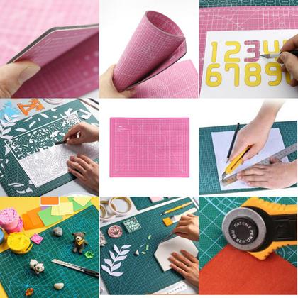 Imagem de Kit Base de Corte 60x45 Gabarito Encadernação Cartonagem Esquadros Estilete de Precisão Régua 60cm Dobradeira Vincador