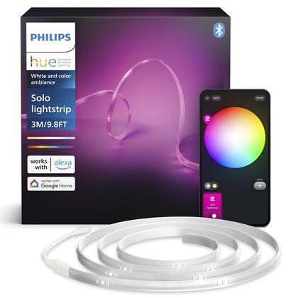 Imagem de Kit base Philips Hue Indoor Smart LED Solo Lightstrip de 10 pés com interruptor de intensidade inteligente  controle com o aplicativo Hue, Alexa, Google Assistant, Apple HomeKit