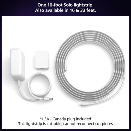 Imagem de Kit base Philips Hue Indoor Smart RGBWW LED Solo Lightstrip de 10 pés, pacote com 1 pacote, controle com aplicativo Hue, luzes LED compatíveis com Alexa, Google Assistant e Apple HomeKit