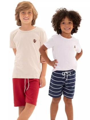 Imagem de Kit Básico 10 Peças Roupa bebê Menino 5 Camisetas Básicas 5 Bermudas 5 Conjuntos Lisos bebê Menino