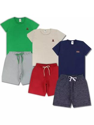 Imagem de Kit Básico 10 Peças Roupa bebê Menino 5 Camisetas Básicas 5 Bermudas 5 Conjuntos Lisos bebê Menino