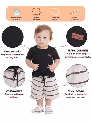 Imagem de Kit Básico 10 Peças Roupa bebê Menino 5 Camisetas Básicas 5 Bermudas 5 Conjuntos Lisos bebê Menino