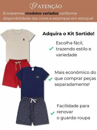 Imagem de Kit Básico 10 Peças Roupa Infantil Menino 5 Camisetas Básicas 5 Bermudas 5 Conjuntos Lisos Menino