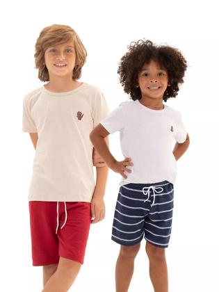 Imagem de Kit Básico 10 Peças Roupa Infantil Menino 5 Camisetas Básicas 5 Bermudas 5 Conjuntos Lisos Menino